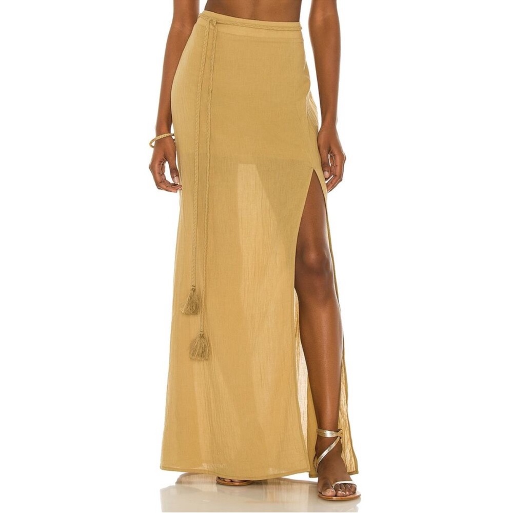 House of Harlow 1960 Gold / khaki Maxi Skirt with Tassels L